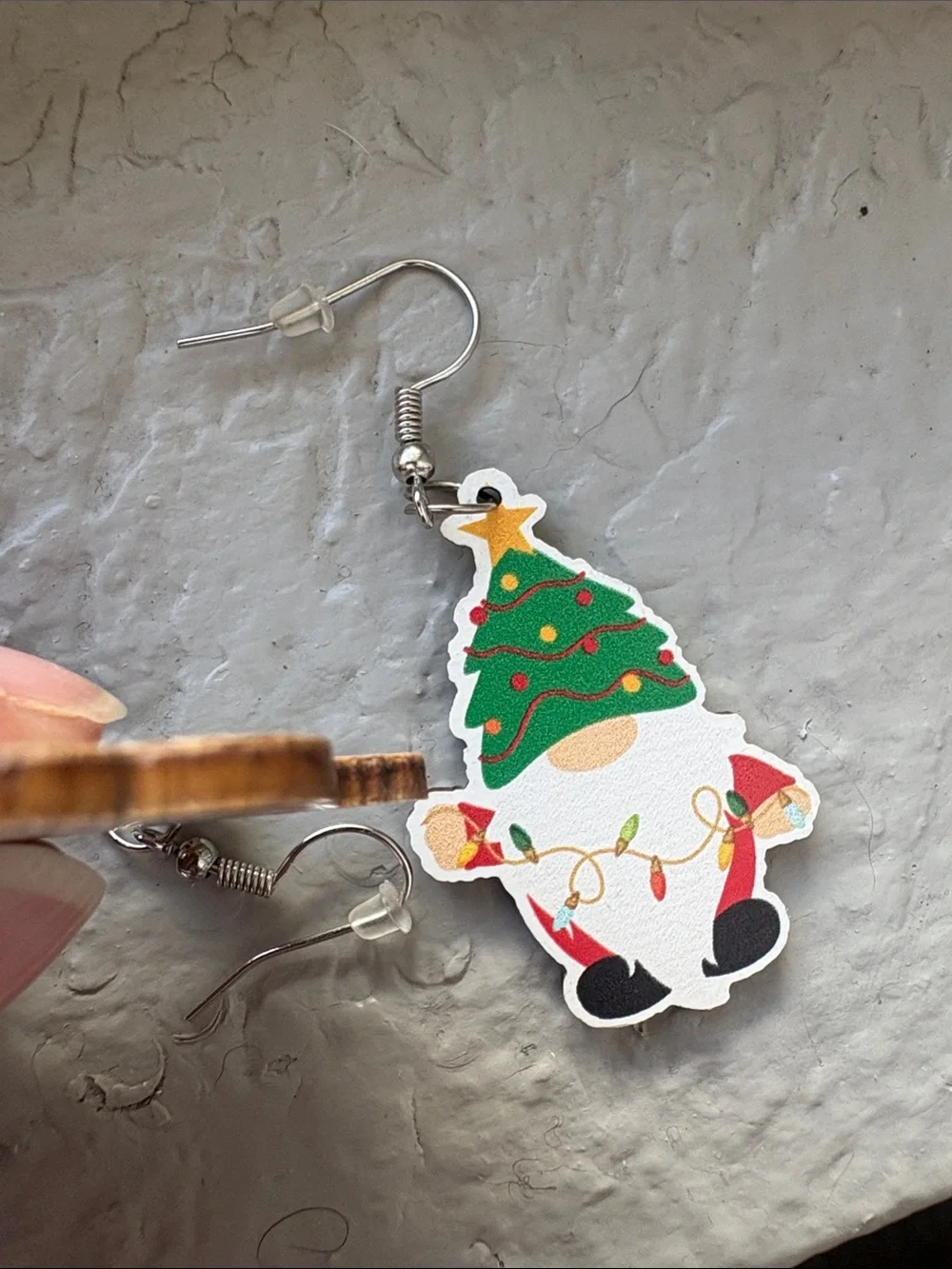 Festive Green Christmas Tree Gnome Earrings